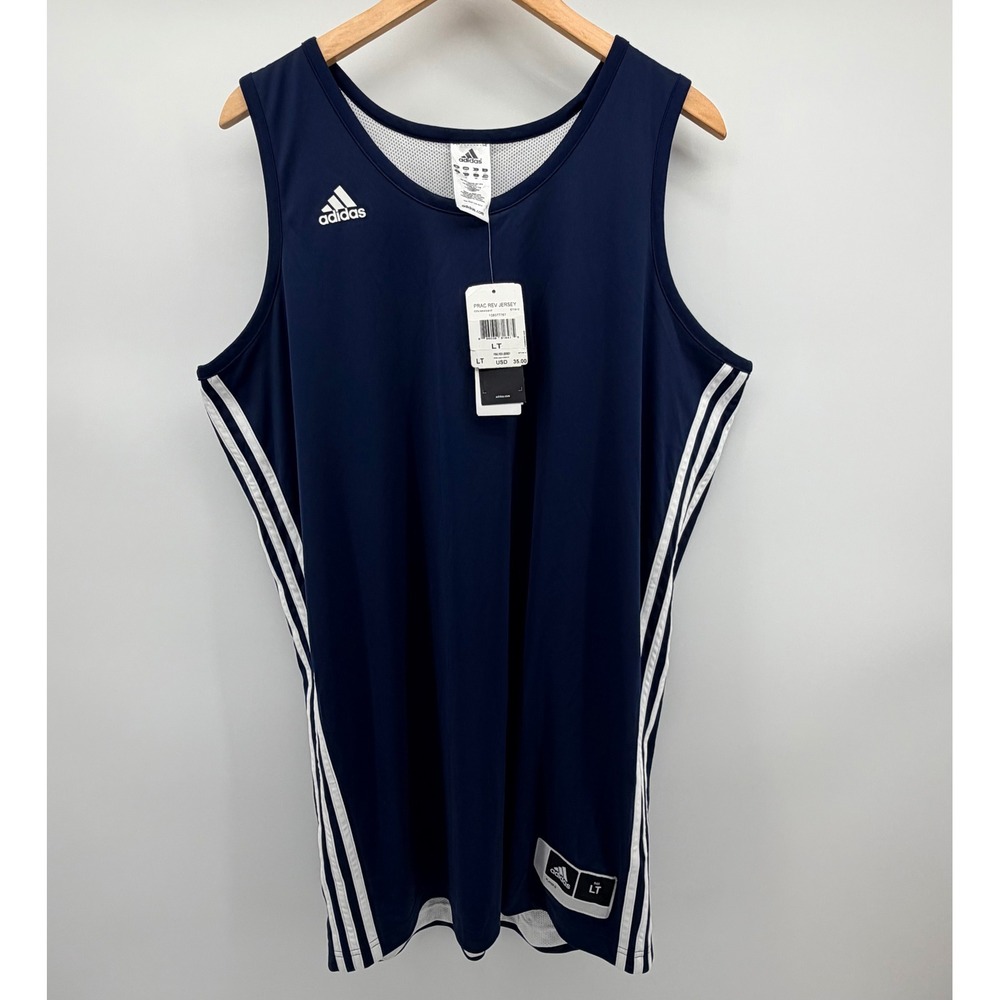 Adidas Practice Reversible Basketball Jersey Size LT Navy White E71812 NWT - Picture 2 of 7